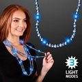 Flashing Light Up Beaded Necklace - Blue & Silver